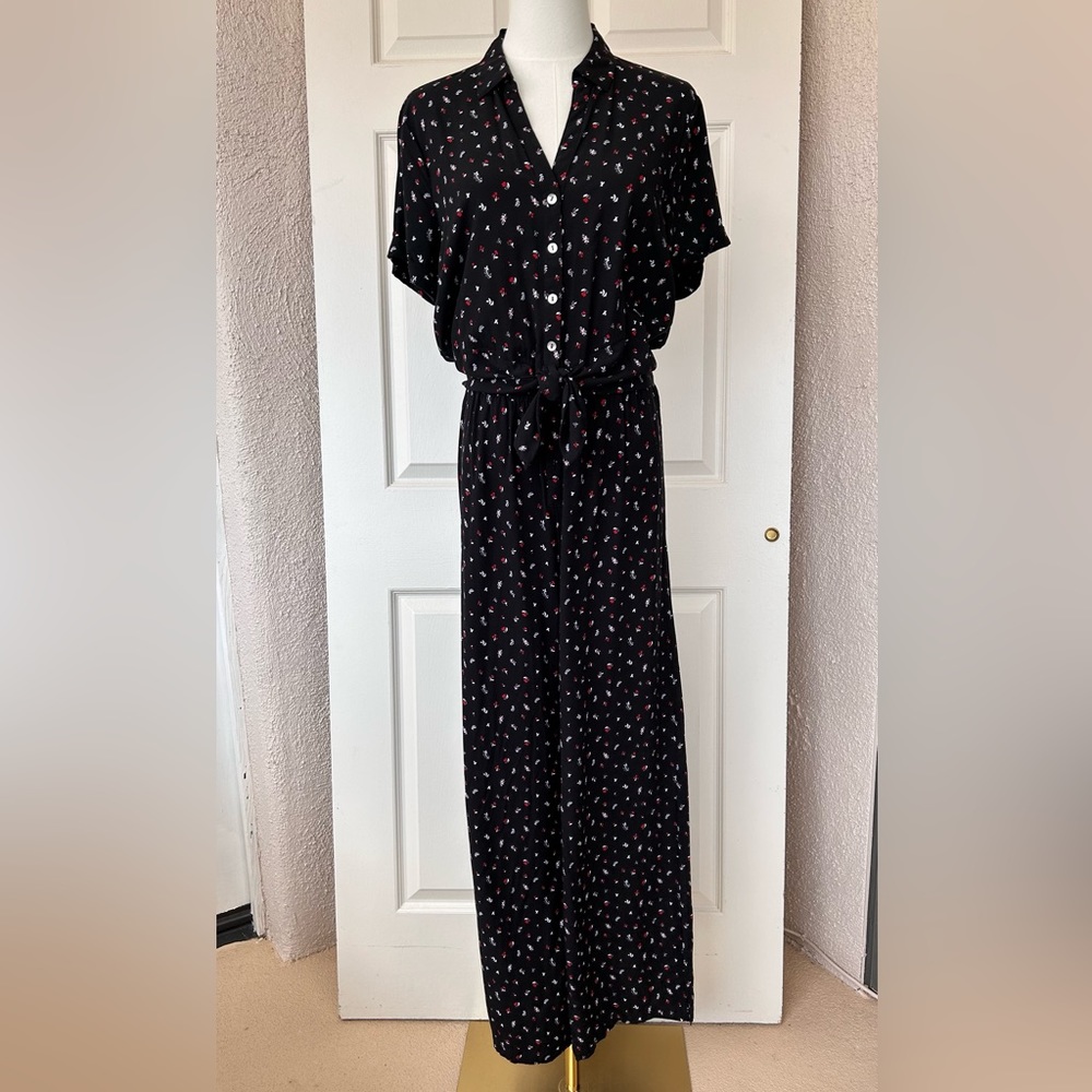 J Jill Tie Front Wide Leg Jumpsuit Size Medium